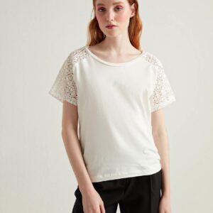 S22T018-T-SHIRT تي شيرت مزين بالدانتيل