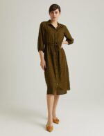 S22D365  فستان قميص ميدي لون زيتي - الصورة 3