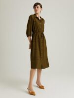 S22D365  فستان قميص ميدي لون زيتي - الصورة 4