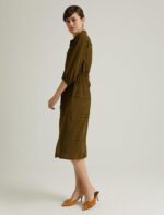 S22D365  فستان قميص ميدي لون زيتي - الصورة 5