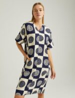 S22D323- فستان كتان منقوش مقاس كبير - الصورة 4