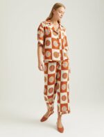 ⁦S22G203-GOMLEK RUSTقميص كتان نصف كم بأزرار  منقوش⁩ - الصورة ⁦6⁩