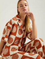 ⁦S22G203-GOMLEK RUSTقميص كتان نصف كم بأزرار  منقوش⁩ - الصورة ⁦5⁩