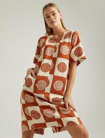 S22D323- فستان كتان منقوش مقاس كبير - الصورة 9