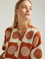 S22D323- فستان كتان منقوش مقاس كبير - الصورة 10