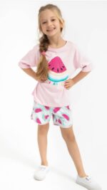 ⁦RP2769 طقم بيجاما قطعتين شورت قطن للفتيات ميلوني⁩ - الصورة ⁦3⁩