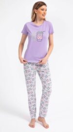 ⁦AR1839-X  طقم بيجاما للنساء قطعتين قطن مقاسات كبيرة⁩ - الصورة ⁦3⁩