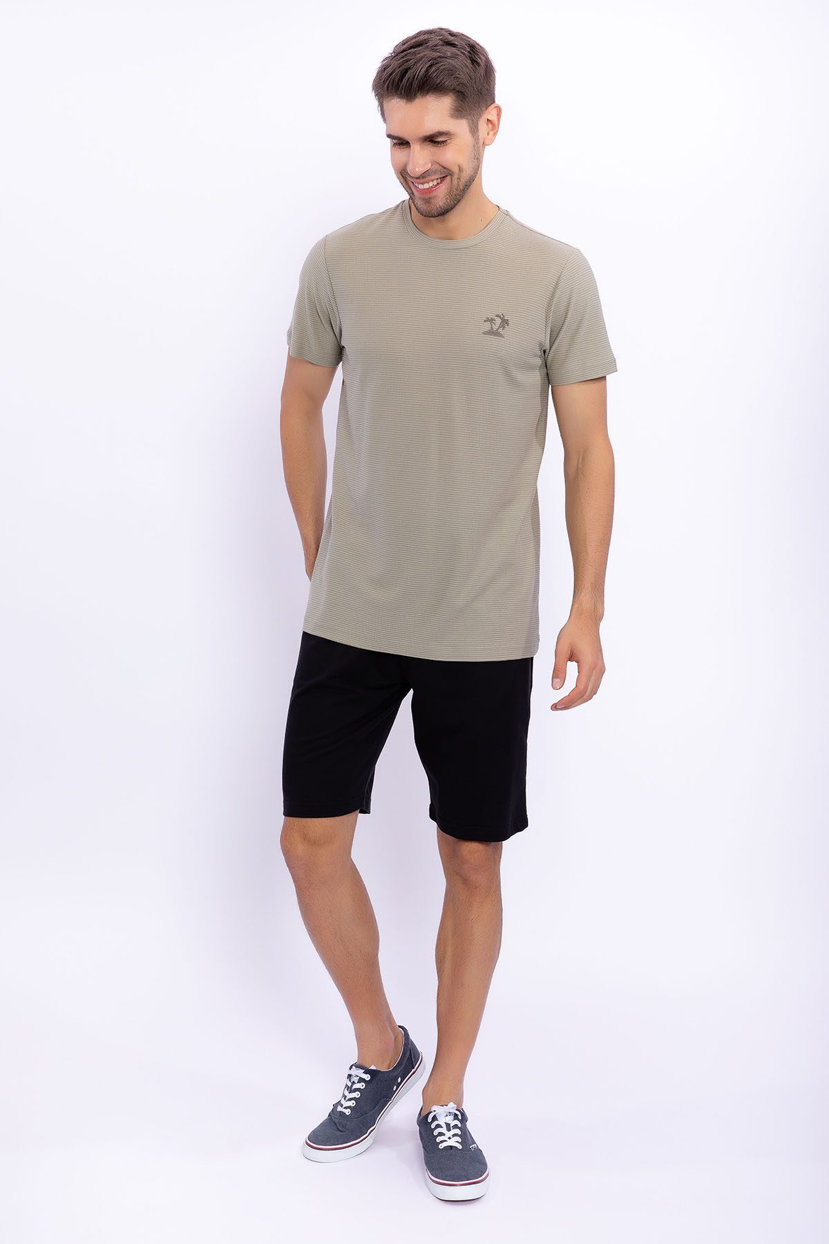 AR2051 - V1 طقم بيجاما شورت للرجال نصف كم قطن