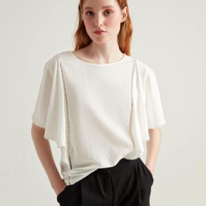 S22B059-BLUZ بلوز نصف كم فراشة