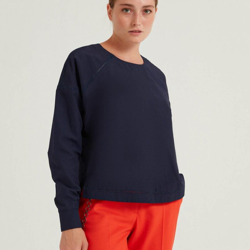 W22B313-BLUZ-NAVY قميص قصير بأكمام