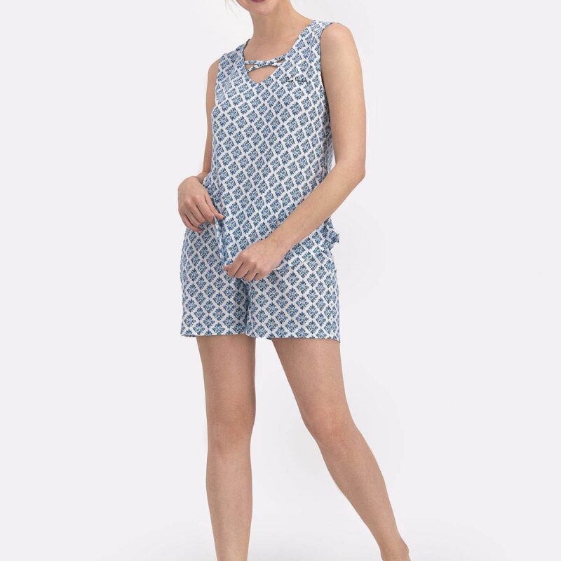 PC7708-S Pierre Cardin طقم بيجاما شورت للنساء ماركة بيير كاردن  قطن