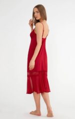 ⁦ST3980613L Pansy Long Nightie قميص نوم طويل لون احمر⁩ - الصورة ⁦4⁩