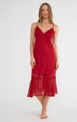 ⁦ST3980613L Pansy Long Nightie قميص نوم طويل لون احمر⁩ - الصورة ⁦2⁩