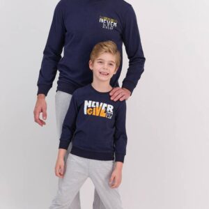 AR1609- FAMILY COLLECTION FATHER & SON-THE SON طقم بيجاما قطعتين قطن خريفي كولكشن الاب مع ابنه