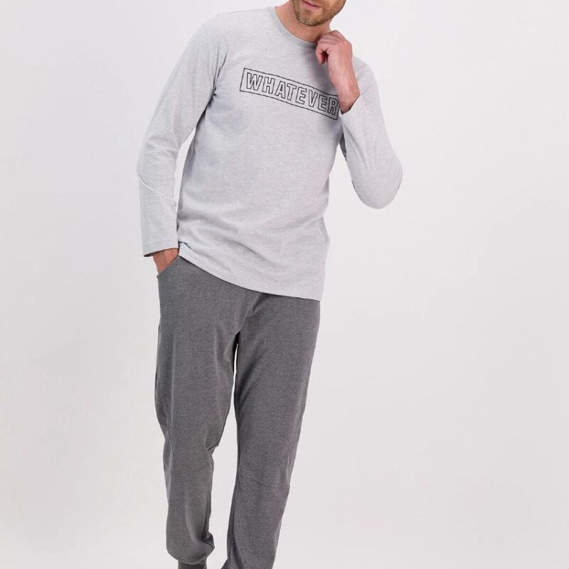 AR1605-S طقم بيجاما قطعتين لون رمادي فاتح قطن