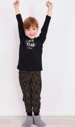 AR2303 من كولكشن العائلة الاب مع ابنه بيجاما قطن قطعتين Happy New Year - الصورة 5