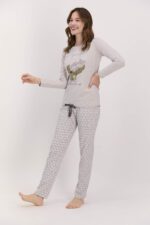 AR1473-S طقم بيجاما قطعتين مرسوم عليها "BETTER TOGTHER" قطن