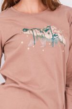 ⁦AR2160 طقم بيجاما قطن قطعتين للنساء مع بنطال مرسوم باشجار اليرز⁩ - الصورة ⁦4⁩