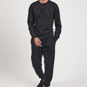 AR2332-V2 طقم بيجاما قطعتين للرجال قطن بلوز لون اسود مع بنطال لون اسود