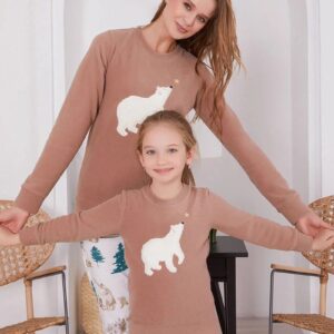 AR2161 من كولكشن الام وابنتها بيجاما قطعتين دافئة ومريحة