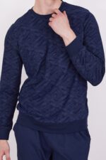 AR2332-V1 طقم بيجاما قطعتين للرجال قطن بلوز لون كحلي مع بنطال لون كحلي - الصورة 3