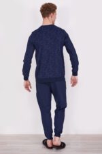 AR2332-V1 طقم بيجاما قطعتين للرجال قطن بلوز لون كحلي مع بنطال لون كحلي - الصورة 5