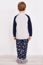 AR2300 طقم بيجاما قطعتين دافئة لكل العائلة بلوز لون رمادي مع بنطال لون كحلي - الصورة 7