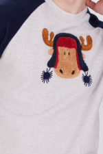 AR2300 طقم بيجاما قطعتين دافئة لكل العائلة بلوز لون رمادي مع بنطال لون كحلي - الصورة 4