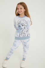 ⁦D4700-3 تريننج مبطن للبنات فروزن لون ابيض مع ازرق⁩ - الصورة ⁦3⁩