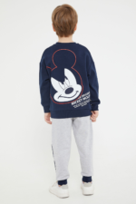 ⁦D4704-3 تريننج مبطن للاولاد ميكي ماوس بلوز لون كحلي مع بنطال لون رمادي⁩ - الصورة ⁦5⁩