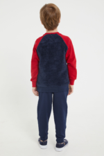 ⁦US1174 طقم تريننج للاولاد فرو مبطن لون كحلي بأكمام باللون الاحمر⁩ - الصورة ⁦6⁩