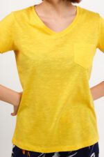 AR1878-S طقم بيجاما قطعتين بلوز لون اصفر مع بنطال مُورد - الصورة 5