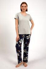 AR1878-S طقم بيجاما قطعتين بلوز لون بيج مع بنطال مُورد - الصورة 6