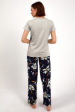 AR1878-S طقم بيجاما قطعتين بلوز لون بيج مع بنطال مُورد - الصورة 5