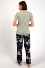 AR1878-S طقم بيجاما قطعتين بلوز لون اخضر فاتح مع بنطال مُورد - الصورة 6