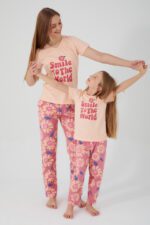 AR2445 طقم بيجاما من كولكشن العائلة الام مع ابنتها قطعتين قطن