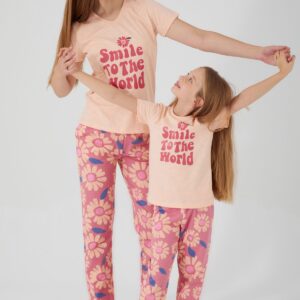 AR2445 طقم بيجاما من كولكشن العائلة الام مع ابنتها قطعتين قطن