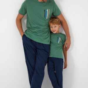 RP3019 من كولكشن العائلة الاب مع ابنه طقم بيجاما قطعتين نصف كم قطن