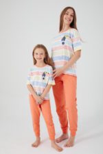 RP3097 من كولكشن العائلة الام مع  اولادها طقم بيجاما قطن قطعتين نصف كم بالوان صيفية - الصورة 2