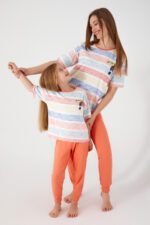 RP3097 من كولكشن العائلة الام مع  اولادها طقم بيجاما قطن قطعتين نصف كم بالوان صيفية - الصورة 4