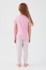 ⁦RP3101-2-V1 طقم بيجاما قطعتين للفتيات قطن بلوز نصف كم لون زهري فاتح مع بنطال⁩ - الصورة ⁦6⁩