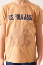 ⁦US1306 US POLO طقم شورت للاولاد قطعتين نصف كم قطن لون بني⁩ - الصورة ⁦2⁩