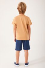 ⁦US1306 US POLO طقم شورت للاولاد قطعتين نصف كم قطن لون بني⁩ - الصورة ⁦5⁩