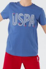 ⁦US1334-5-V2 US POLO طقم تريننج قطعيتن شورت للاولاد قطن بلوز لون ازرق⁩ - الصورة ⁦5⁩