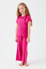 ⁦US1406-V1 US POLO تريننج للفتيات قطعتين مع سحاب نصف كم قطن لون زهري⁩ - الصورة ⁦4⁩