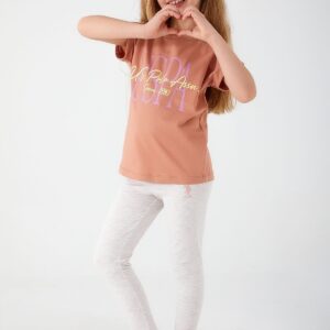 US1409 US POLO طقم للفتيات قطعتين قطن نصف كم