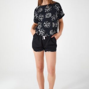 AR2471-S طقم بيجاما قطعتين شورت قصير قطن لون اسود