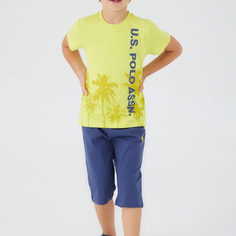 US1363 US POLO طقم شورت للاولاد قطن قطعتين