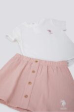 USB1263 US POLO BABY طقم للفتيات قطعتين تنورة مع بلوز قطن سبور