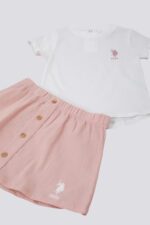 USB1263 US POLO BABY طقم للفتيات قطعتين تنورة مع بلوز قطن سبور - الصورة 2